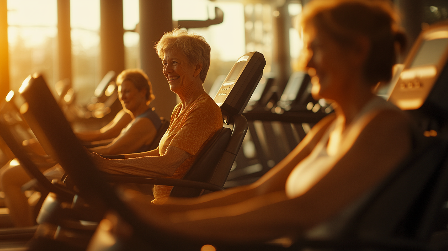 Літня жінка займається фітнесом