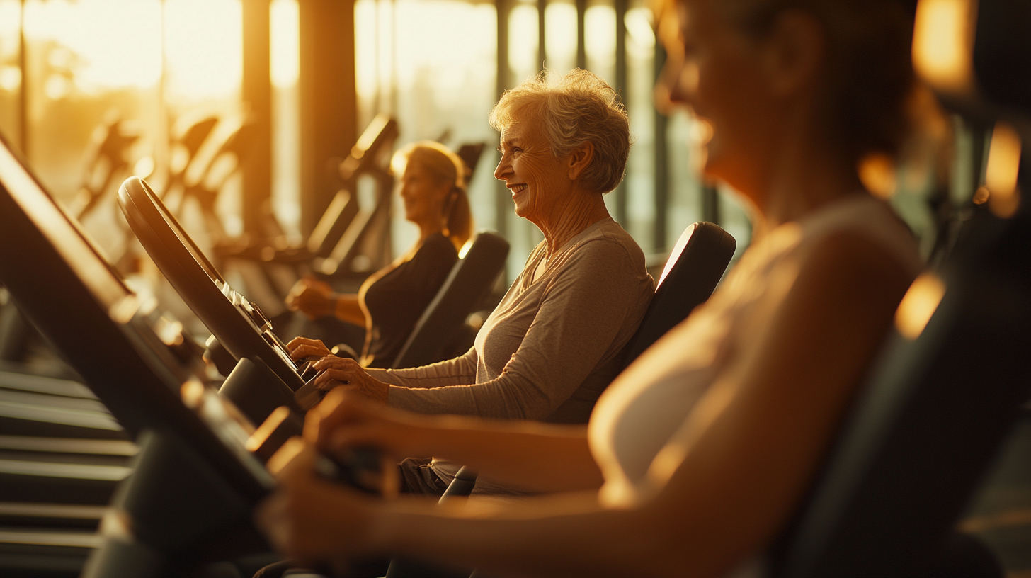 Активні старші люди займаються фітнесом